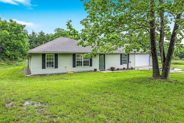 3936 S 77th Rd, Dunnegan, MO 65640 - single story home with a garage, a front yard, roof with shingles, and concrete driveway