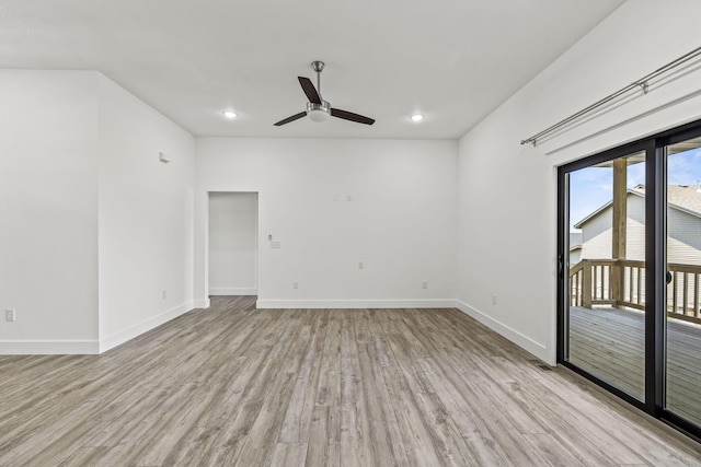 1305 W Ragweed Ct, Ozark, MO 65721 - empty room with ceiling fan, light wood finished floors, and recessed lighting