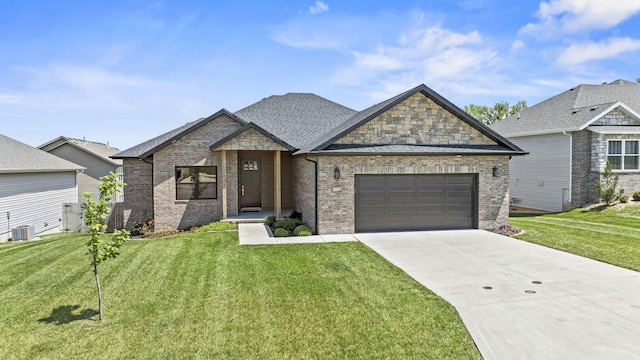 1305 W Ragweed Ct, Ozark, MO 65721 - view of front facade with an attached garage, brick siding, concrete driveway, and a front lawn