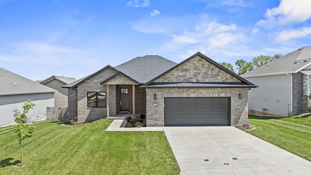 1305 W Ragweed Ct, Ozark, MO 65721 - view of front facade with a garage, brick siding, a front lawn, and driveway