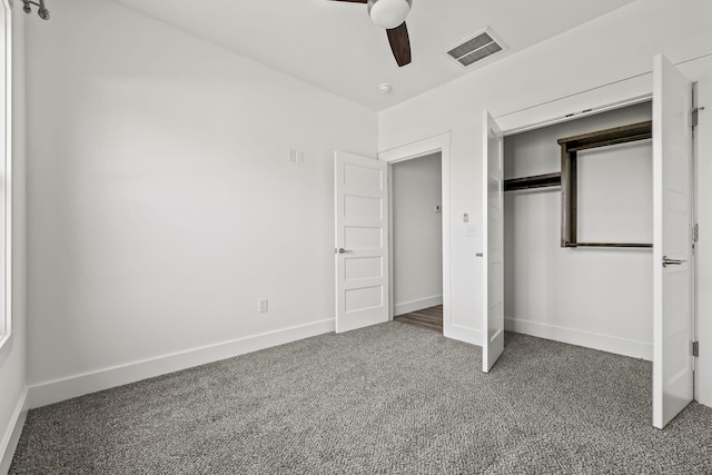 1305 W Ragweed Ct, Ozark, MO 65721 - unfurnished bedroom with carpet flooring, a closet, and ceiling fan