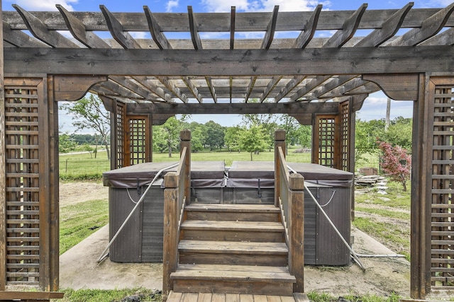 7047 W Lone Oak St, Springfield, MO 65803 - wooden terrace with a hot tub and a pergola