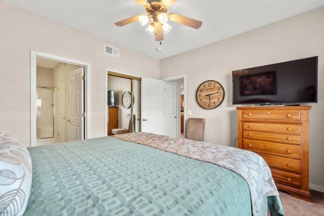 200 Glory Rd Unit B6, Branson, MO 65616 - bedroom with carpet flooring, a ceiling fan, ensuite bath, and a closet