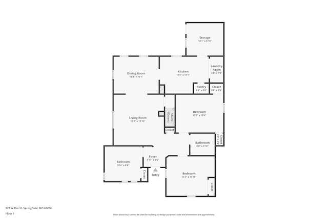 922 W Elm St, Springfield, MO 65806 - view of floor plan / room layout