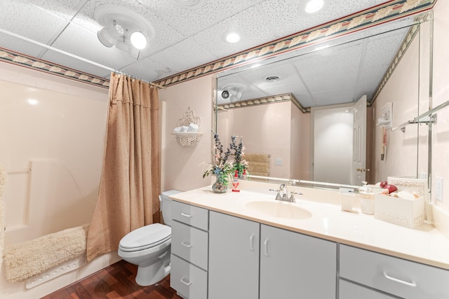 200 Eagle Pointe Dr, Branson, MO 65616 - bathroom with a drop ceiling, wood finished floors, vanity, and shower / bathtub combination with curtain