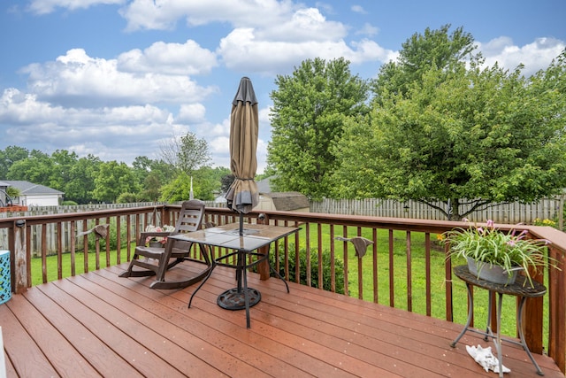 202 N Harper Ave, Springfield, MO 65802 - wooden terrace with a fenced backyard