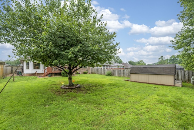 202 N Harper Ave, Springfield, MO 65802 - fenced backyard featuring a deck and a storage unit