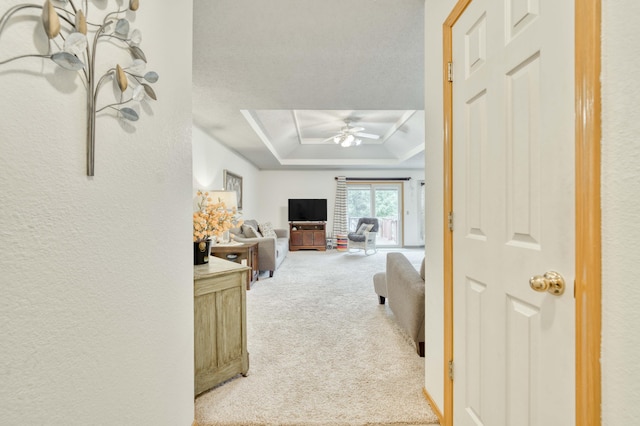 202 N Harper Ave, Springfield, MO 65802 - hall featuring light carpet and a tray ceiling