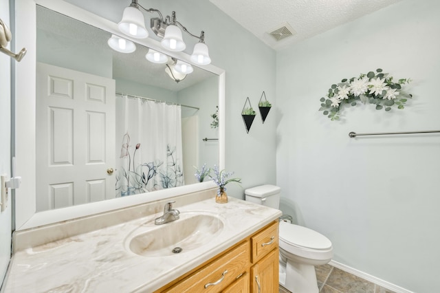 202 N Harper Ave, Springfield, MO 65802 - full bathroom with vanity, a textured ceiling, tile patterned floors, and a shower with shower curtain