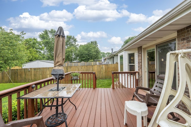 202 N Harper Ave, Springfield, MO 65802 - wooden terrace featuring a fenced backyard