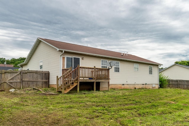 1708 Tiffany St, West Plains, MO 65775 - rear view of house featuring a wooden deck and crawl space