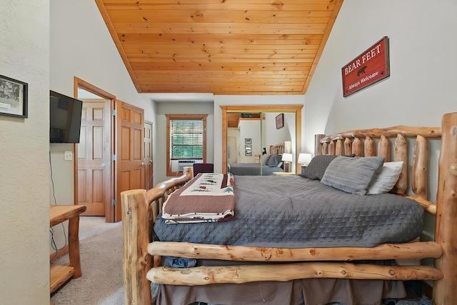 109 Grand Mountain Ave Unit 39-1, Branson, MO 65616 - bedroom with vaulted ceiling, wooden ceiling, carpet, and cooling unit