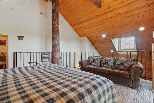 109 Grand Mountain Ave Unit 39-1, Branson, MO 65616 - bedroom with wooden ceiling and high vaulted ceiling