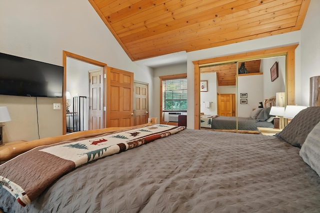 109 Grand Mountain Ave Unit 39-1, Branson, MO 65616 - carpeted bedroom with wood ceiling, high vaulted ceiling, and a closet