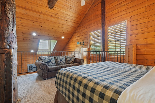109 Grand Mountain Ave Unit 39-1, Branson, MO 65616 - carpeted bedroom with lofted ceiling, wooden walls, and recessed lighting