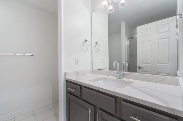 1007 Silvercrest Pl, Reeds Spring, MO 65737 - bathroom with vanity, tile patterned floors, and a shower stall