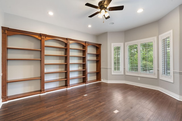 1007 Silvercrest Pl, Reeds Spring, MO 65737 - empty room with ceiling fan, dark wood-style flooring, and recessed lighting