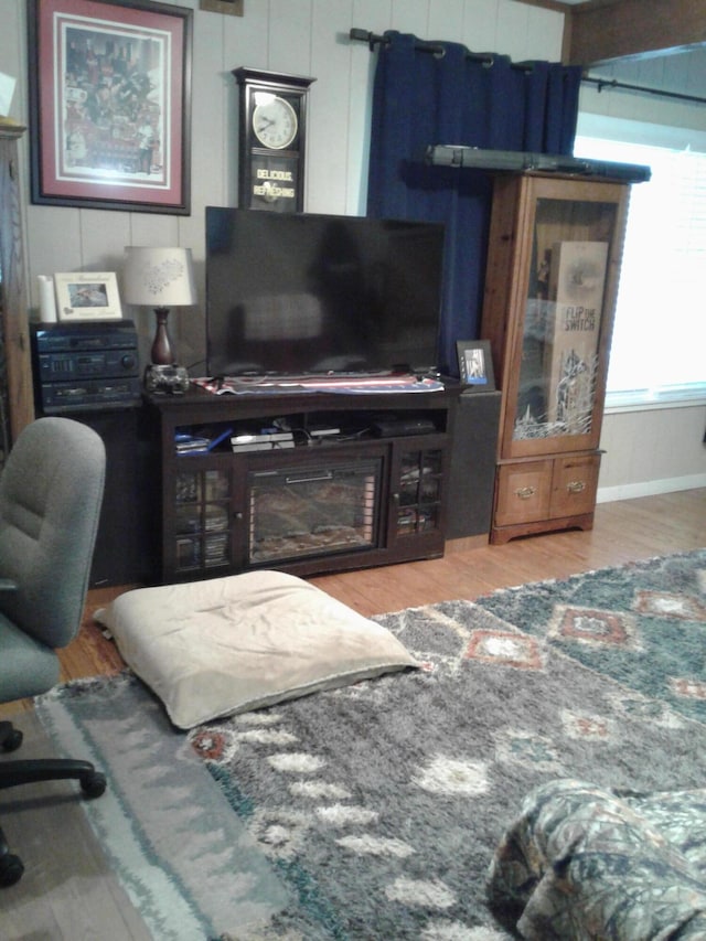701 Spears Ave, Crane, MO 65633 - living room featuring wood finished floors and an office area