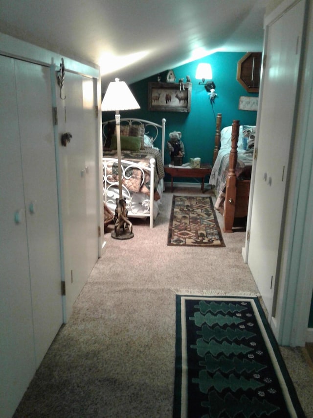 701 Spears Ave, Crane, MO 65633 - bedroom featuring carpet flooring and lofted ceiling