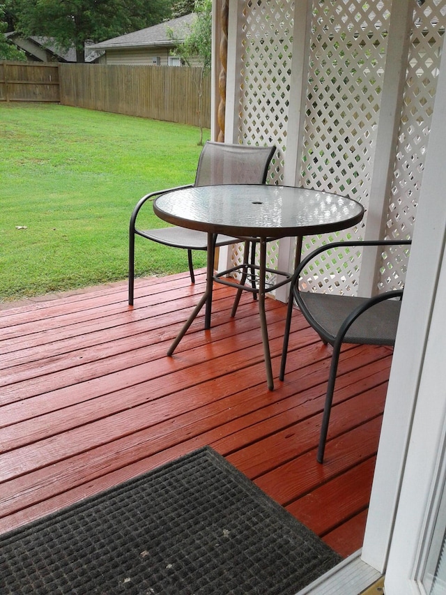 701 Spears Ave, Crane, MO 65633 - wooden terrace with a fenced backyard