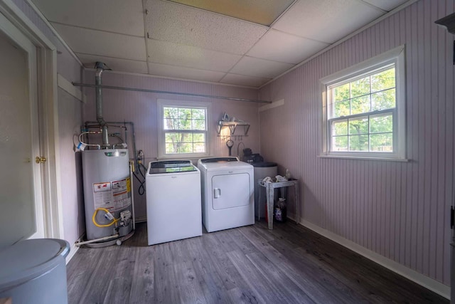 600 E Boone St, Ash Grove, MO 65604 - laundry area with gas water heater, independent washer and dryer, and wood finished floors