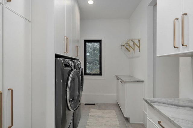 12451 State Highway 174, Billings, MO 65610 - laundry area featuring washer and clothes dryer, cabinet space, and recessed lighting