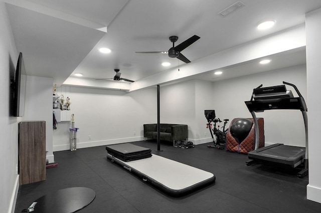 12451 State Highway 174, Billings, MO 65610 - workout area with ceiling fan and recessed lighting