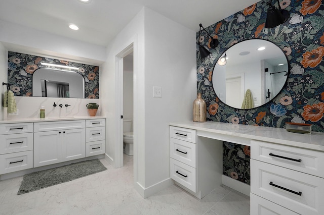 12451 State Highway 174, Billings, MO 65610 - full bathroom with wallpapered walls, vanity, and recessed lighting