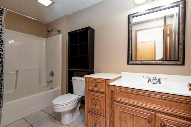 1108 N 18th Ave, Ozark, MO 65721 - bathroom featuring vanity, shower / bath combination with curtain, tile patterned flooring, and a textured ceiling