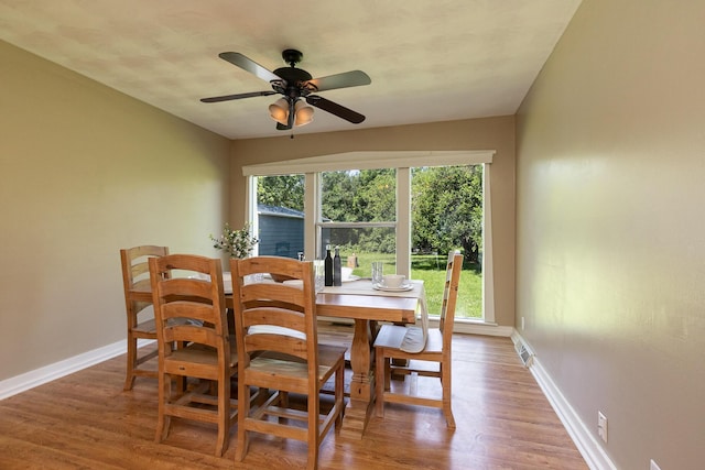 2225 N Plainview Ave, Springfield, MO 65803 - dining room featuring ceiling fan and wood finished floors