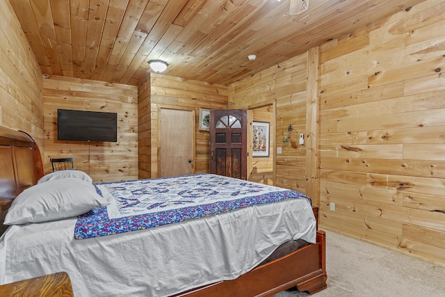 11996 N Farm Rd Unit 119, Brighton, MO 65617 - carpeted bedroom with wood walls and wood ceiling