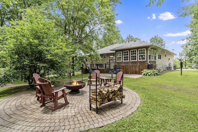 11996 N Farm Rd Unit 119, Brighton, MO 65617 - view of patio featuring a fire pit and a wooden deck