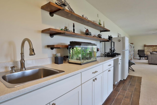 185 Tanner Rd, Branson, MO 65616 - kitchen with open shelves, white cabinets, light countertops, and open floor plan