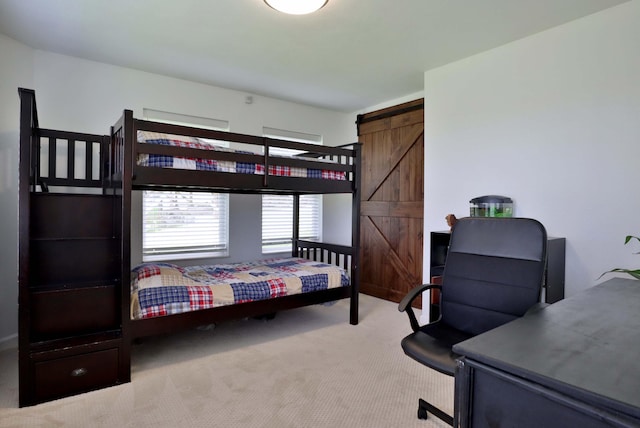 185 Tanner Rd, Branson, MO 65616 - carpeted bedroom with a barn door and a desk