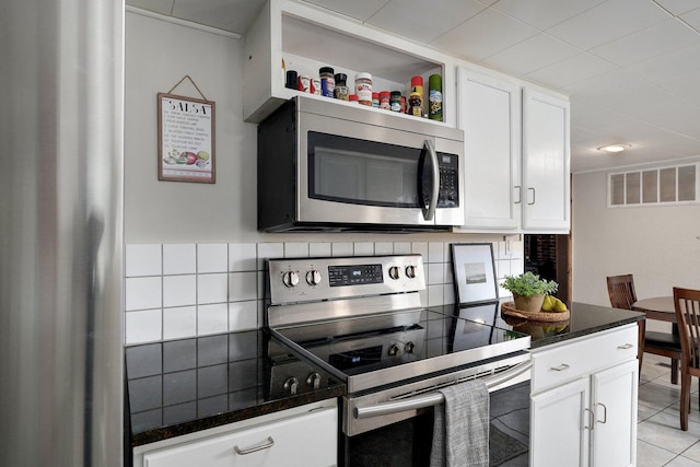 901 S 5th St, Ozark, MO 65721 - kitchen featuring stainless steel appliances, white cabinetry, and decorative backsplash