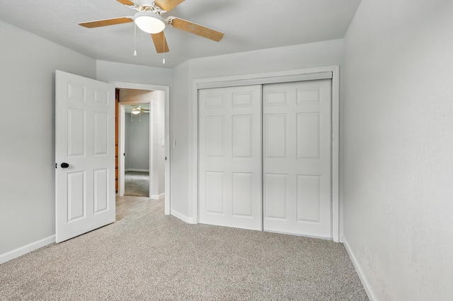 14289 Bethel Rd, Seneca, MO 64865 - unfurnished bedroom featuring carpet, a closet, and a ceiling fan