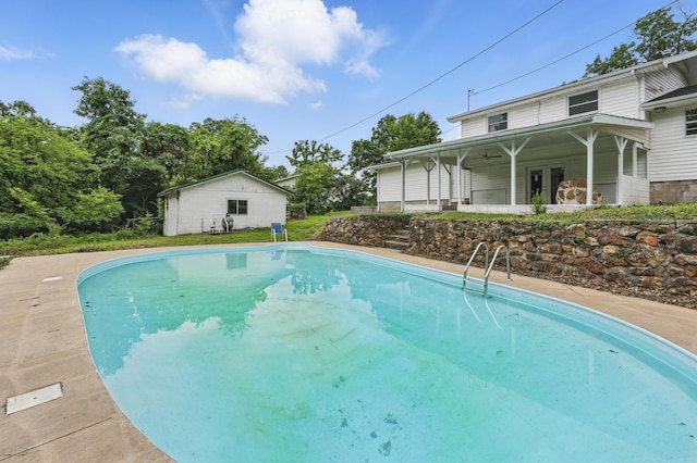 14289 Bethel Rd, Seneca, MO 64865 - outdoor pool featuring ceiling fan