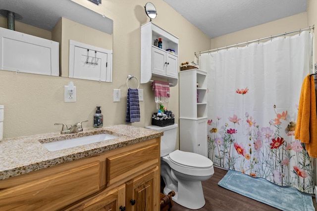 720 E Burford St, Marshfield, MO 65706 - bathroom featuring vanity, wood finished floors, and a shower with shower curtain