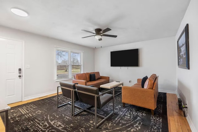 2436 S National Ave, Springfield, MO 65804 - living area featuring hardwood / wood-style flooring and a ceiling fan