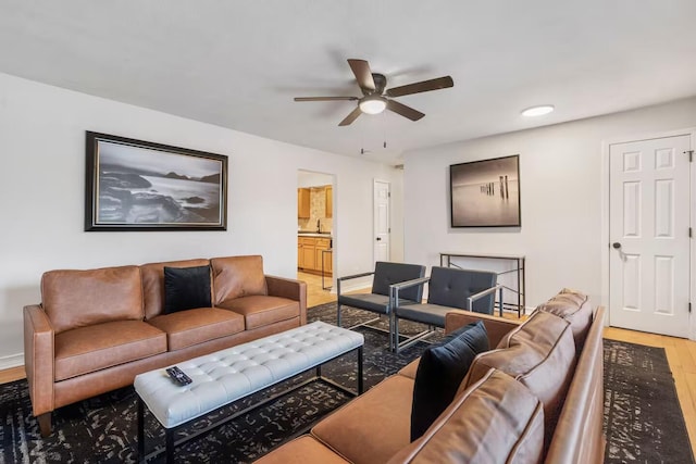 2436 S National Ave, Springfield, MO 65804 - living area with a ceiling fan, light wood-style floors, and recessed lighting