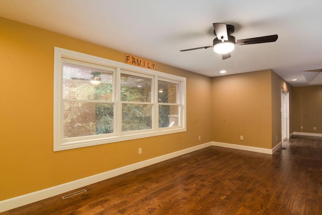 147 River Bluff Dr, Branson, MO 65616 - unfurnished room featuring ceiling fan, dark wood-style flooring, and recessed lighting