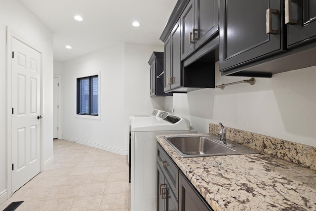621 S Woodhaven Rd, Nixa, MO 65714 - washroom with separate washer and dryer, cabinet space, and recessed lighting