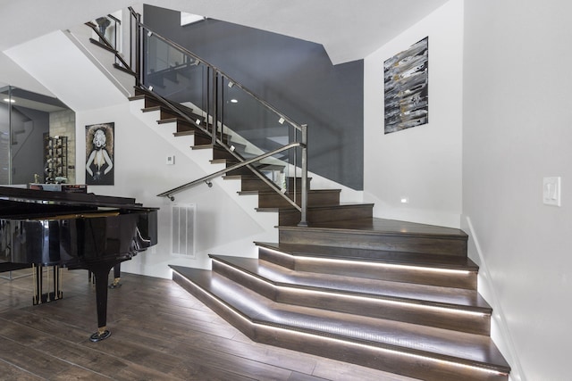 5817 E Summit View Dr, Springfield, MO 65809 - staircase featuring wood finished floors and baseboards