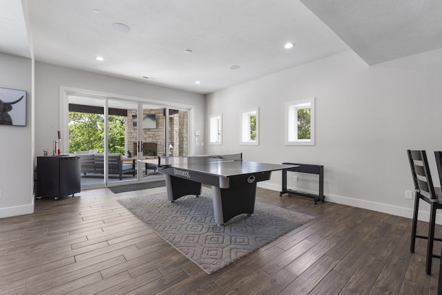 5817 E Summit View Dr, Springfield, MO 65809 - game room featuring dark wood finished floors and recessed lighting