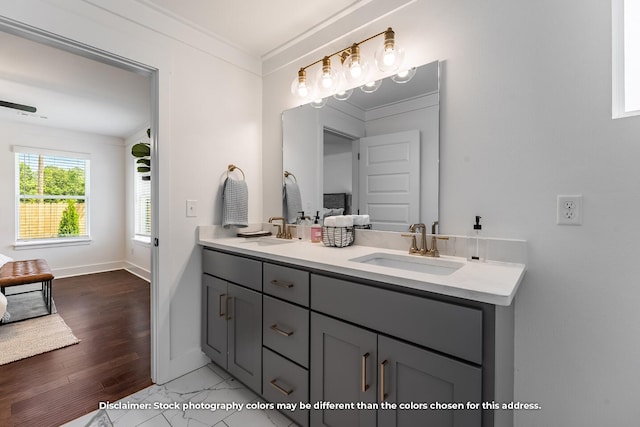 1100 W Pebblebrooke Dr, Ozark, MO 65721 - full bathroom featuring double vanity and crown molding