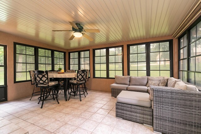 2620 Big Timber Rd, Marshfield, MO 65706 - sunroom / solarium with plenty of natural light, tile patterned floors, and wood ceiling