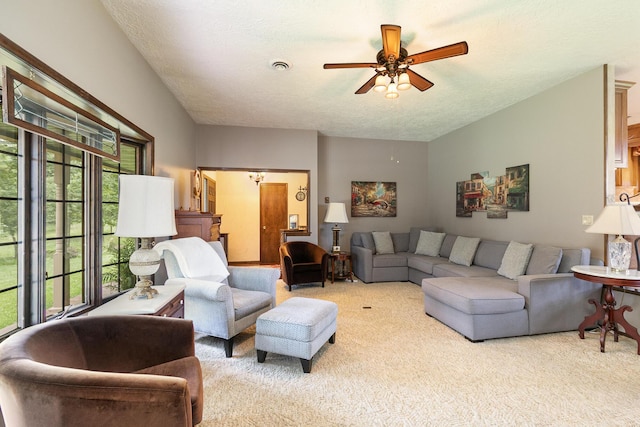 2620 Big Timber Rd, Marshfield, MO 65706 - carpeted living room with ceiling fan and a textured ceiling
