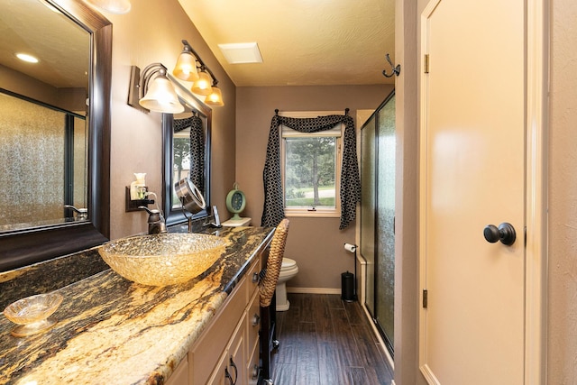 2620 Big Timber Rd, Marshfield, MO 65706 - full bath with wood finished floors, vanity, and a shower stall