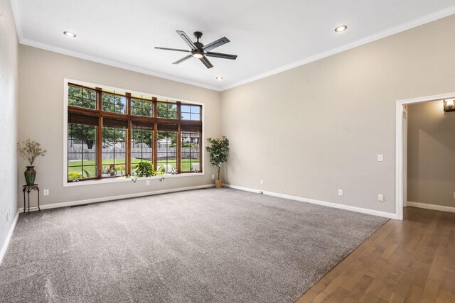 903 E Elizabeth St, Republic, MO 65738 - empty room with ceiling fan, crown molding, recessed lighting, and wood finished floors