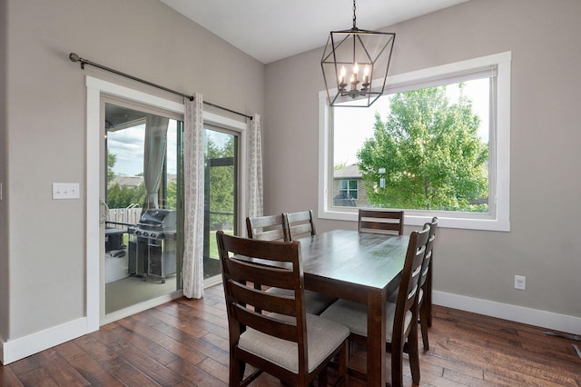 926 E Downshire Dr, Nixa, MO 65714 - dining room with dark wood-style floors and a chandelier